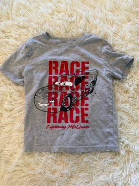 Lightning McQueen Kids Gray Short Sleeve Graphic Tee - Race Print